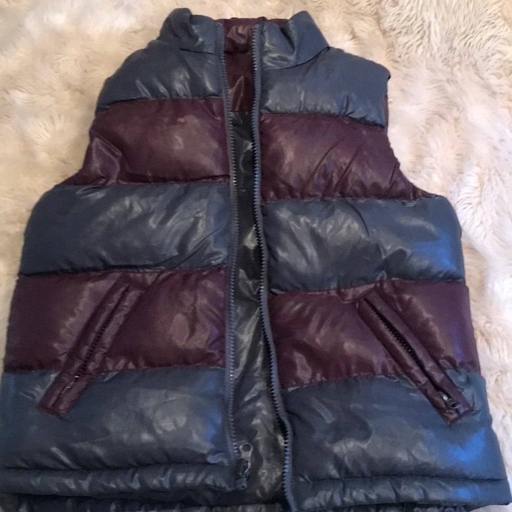 Boys gray and burgundy reversible vest